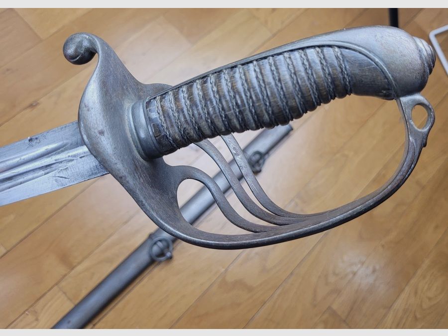 Sabre Modell vor 1882 – Zouave / Armee von Afrika – Breite Klinge mit doppelter Kerbe – FER-Griff mit Rillen – Coulaux – Um 1850-80 – selten – TBE, Bild 15 von 20