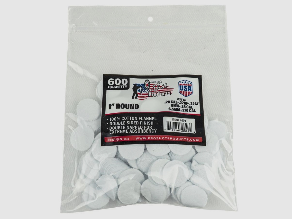 600 Patches 1" Rund .22 bis .270/6,9mm