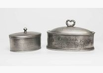 antike Zinndose Jagdschmuck Deko