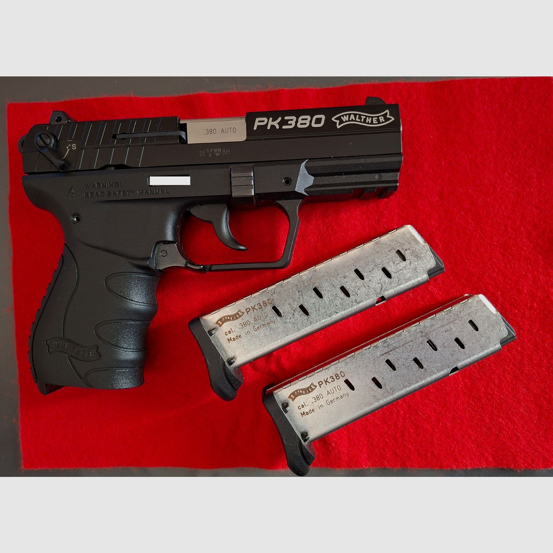 Walther PK380 negro, 9 mm corto, con cargador de repuesto + Paddleholster 