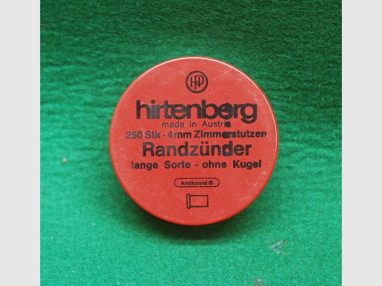 hirtenberger 4mm Zimmerstutzen Randzünder lange Sorte - ohne Kugel