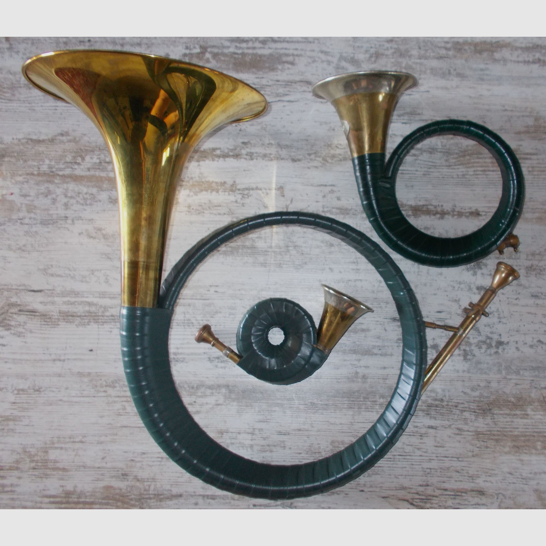 3x Jagdhorn Taschenjagdhorn Fürst Pless ALT aus Nachlass