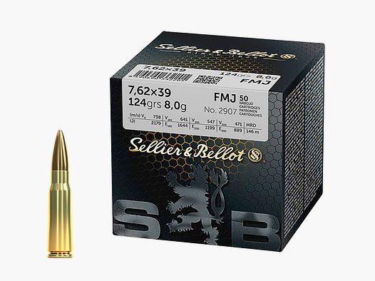 SELLIER & BELLOT - Amunicja 7,62x39 pełnopłaszczowa 8,0g/124grs.