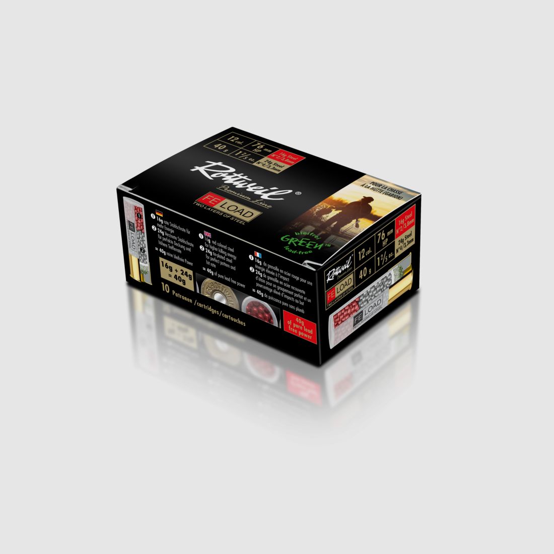 Rottweil 2414044 12/76 FE-Load 3,3+3,8mm Magnum 40g Steel 10Stk