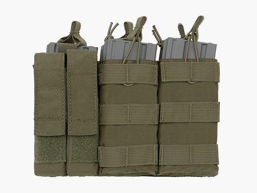 Triple 5.56 Mag/Pistol Pouch Panel (5 plus 2) - Olive