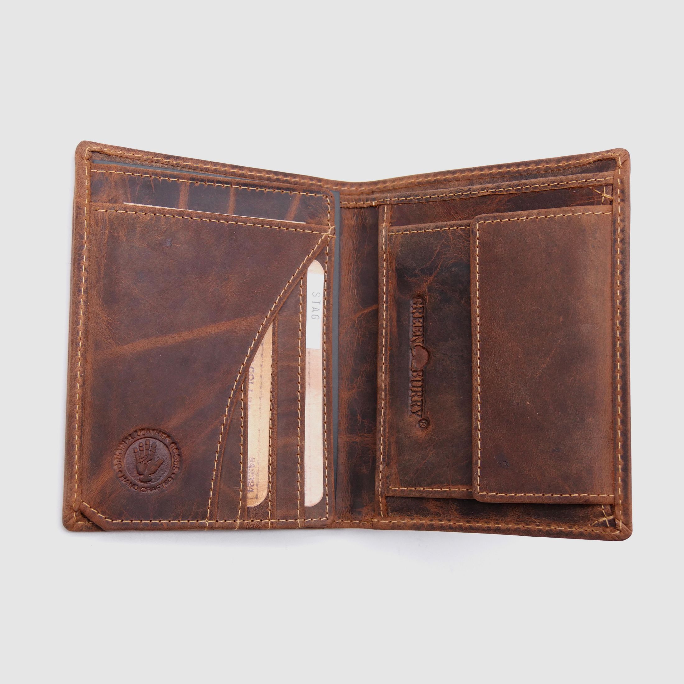 Greenburry Leder Geldbörse braun Vintage Animal Collection Royal Stag Hirsch 1701-stag-25