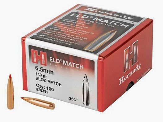 Hornady ELD Match – Kaliber 6,5 Creedmoor | 140 Grain #26331 | 100 Stück in Einzelverpackung
