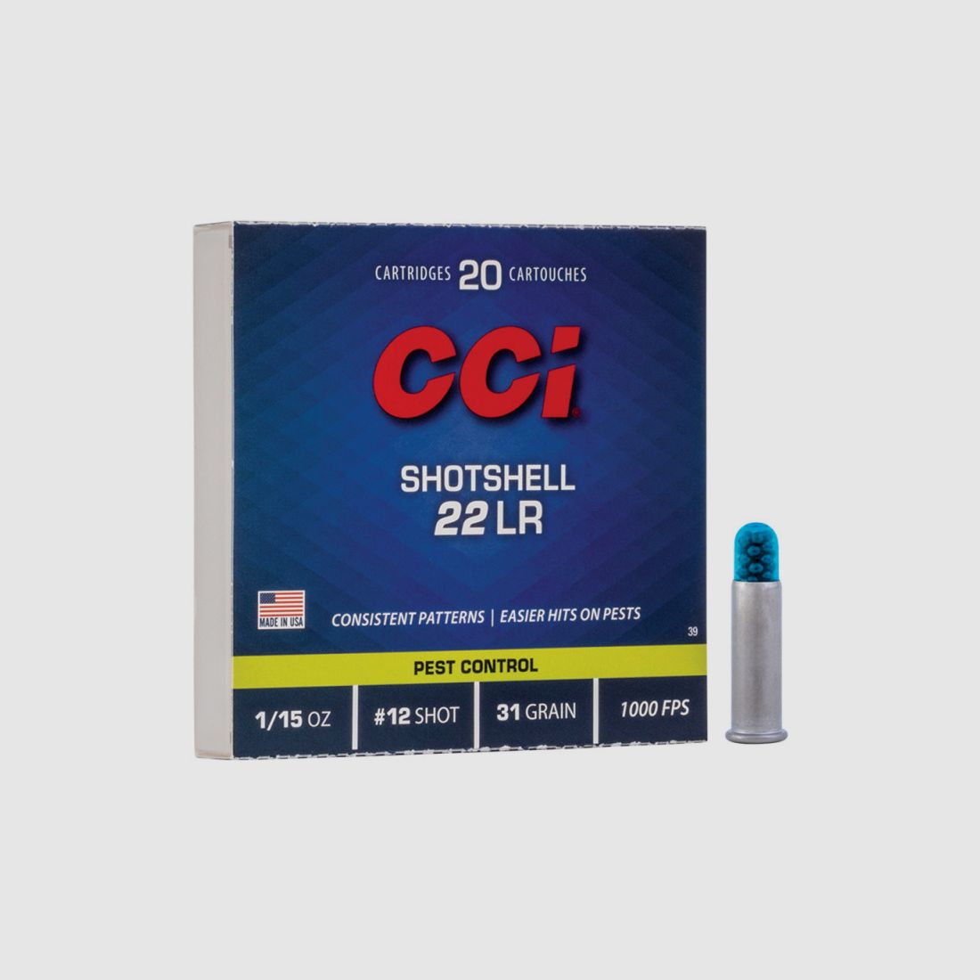 PACKUNG MIT 20 MUNITIONEN CCI 22LR SCHROT N12