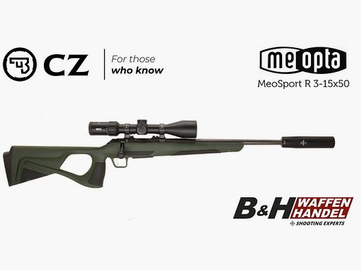 CZ 600 ERGO + Lochschaft Komplettpaket mit Meopta 3-15x50, Schalldämpfer, Montagen