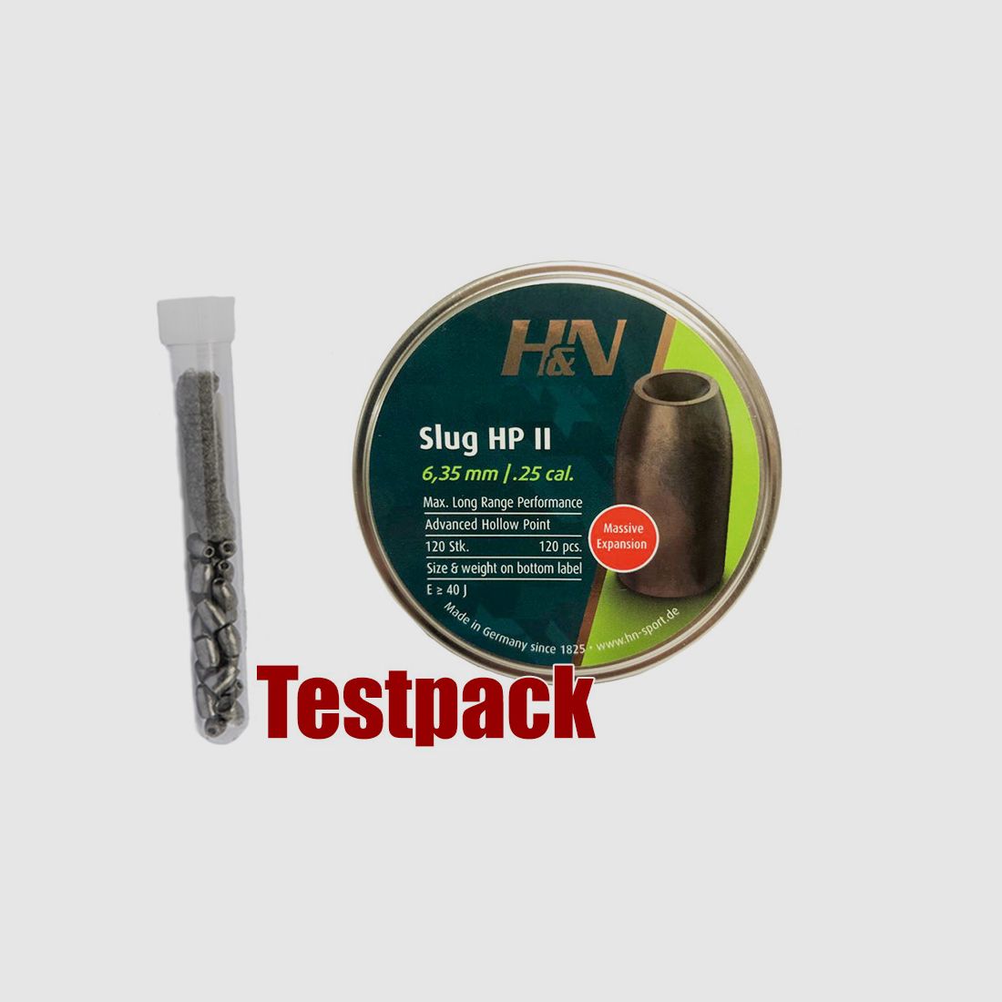 Testpack Hohlspitz Diabolos H&N Slug HP II Kaliber 6,34 mm 2,33 g glatt 20 StĂĽck