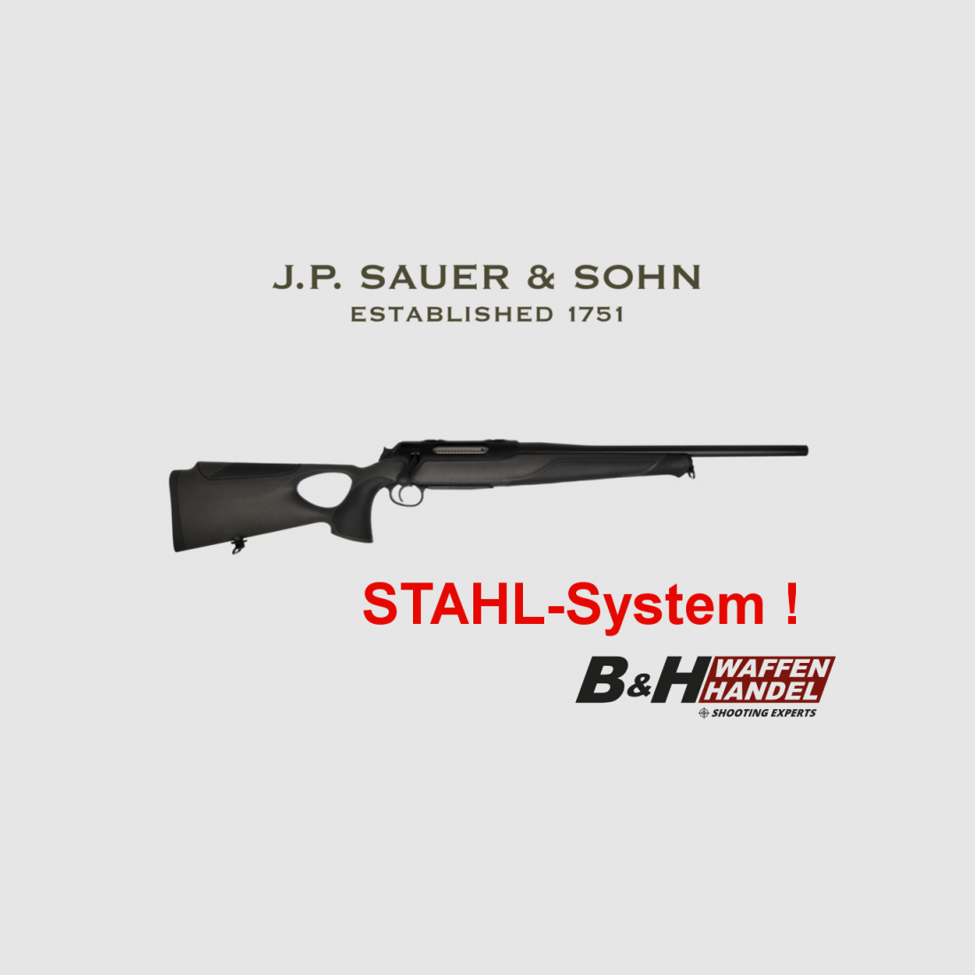 Neuwaffe, nur 1x: Sauer 404 Synchro XT Stahl System Lochschaft Handspannung SD Gewinde (vgl. 505)