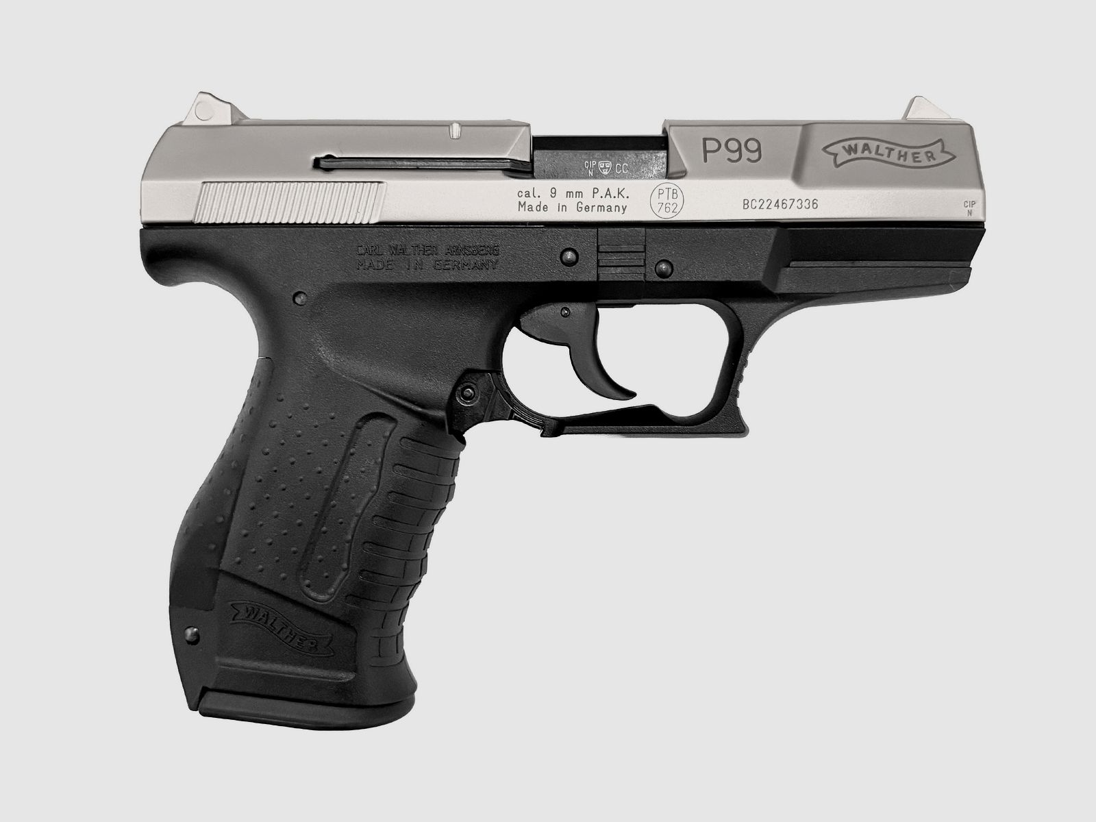 Pistola de fogueo Walther P99 9mm P.A.K. Bicolor - NUEVA