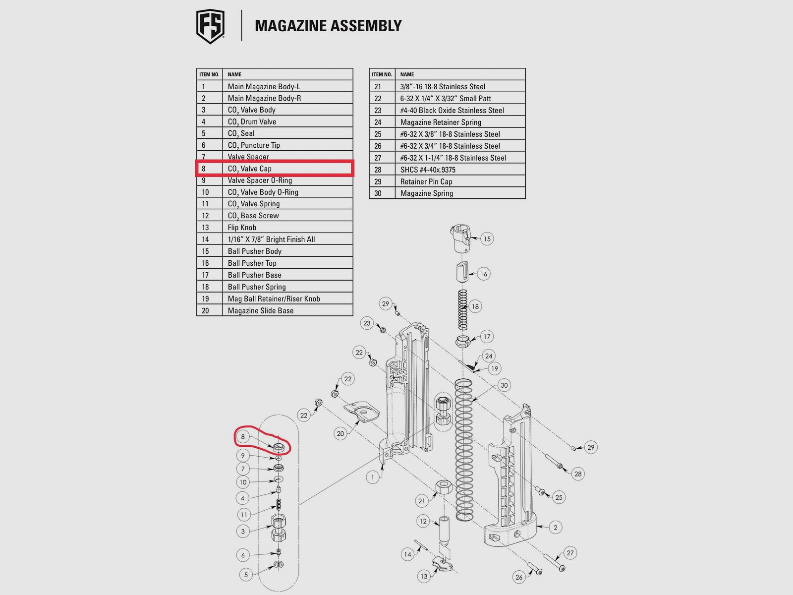 Magazzino FSC - cappuccio della valvola CO2 #8