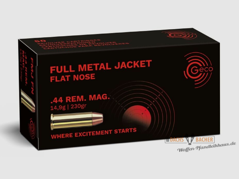 GECO .44 Rem. Mag. FMJ Full Metal Jacket Flat Nose 14,9g/230gr 50 Schuß