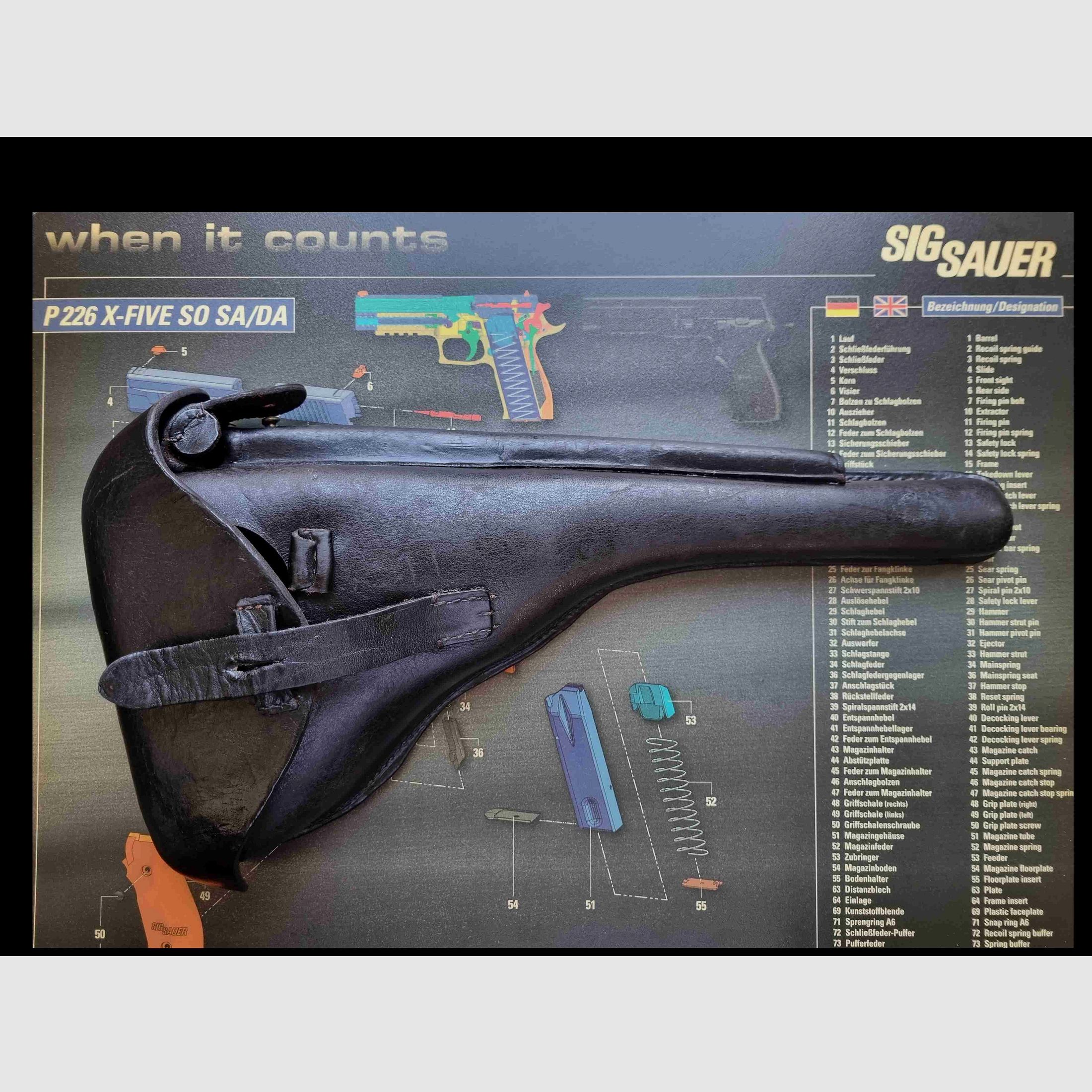 1915 DWM P08 Artillerie Leder-Holster von Steinmetz Breslau (B.A.X.) / Preis ist VHB