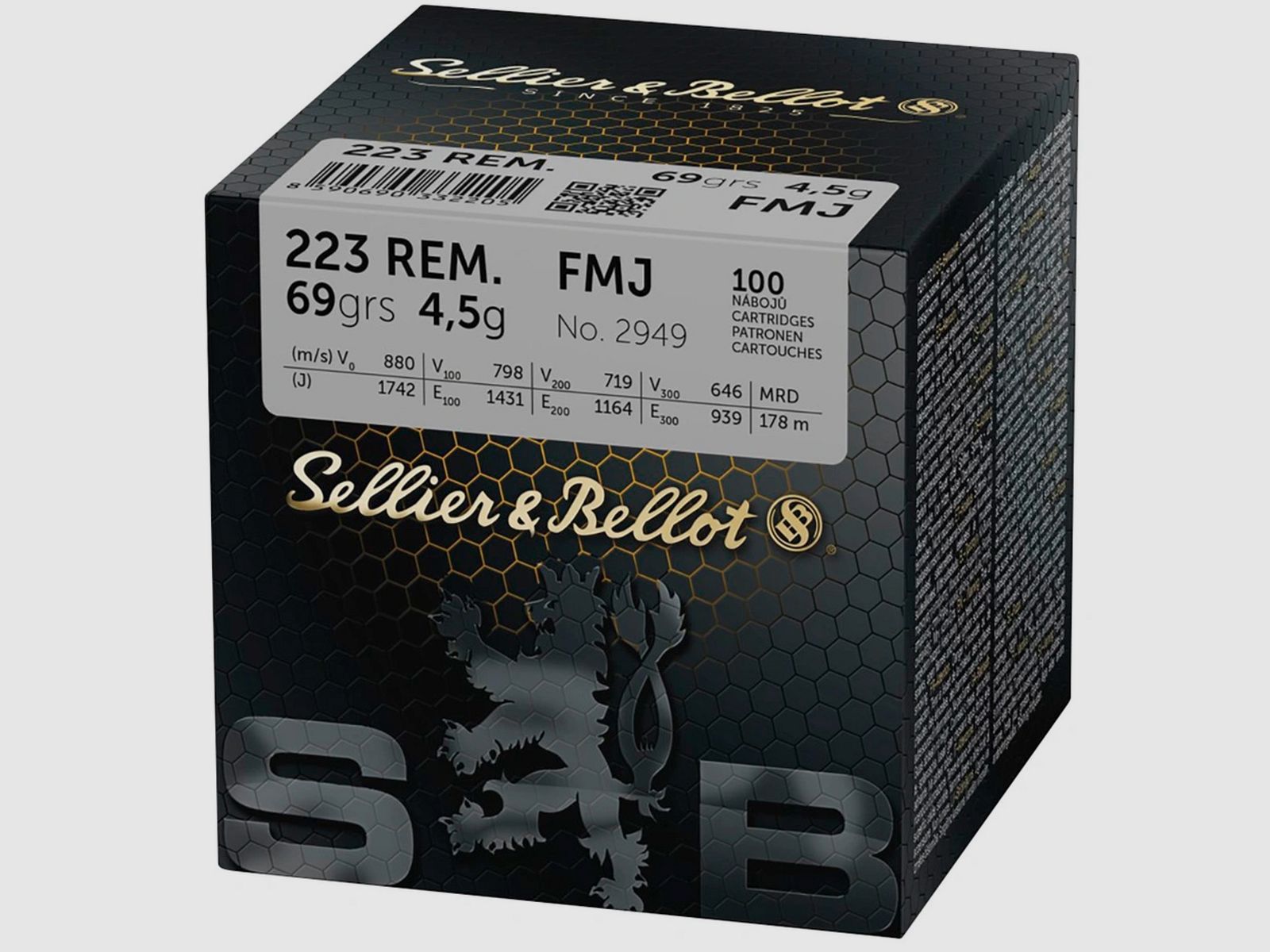 Sellier & Bellot 2010788 .223 Rem. Vollmantel 4,5g 69grs. 100 Stck Büchsenpatronen