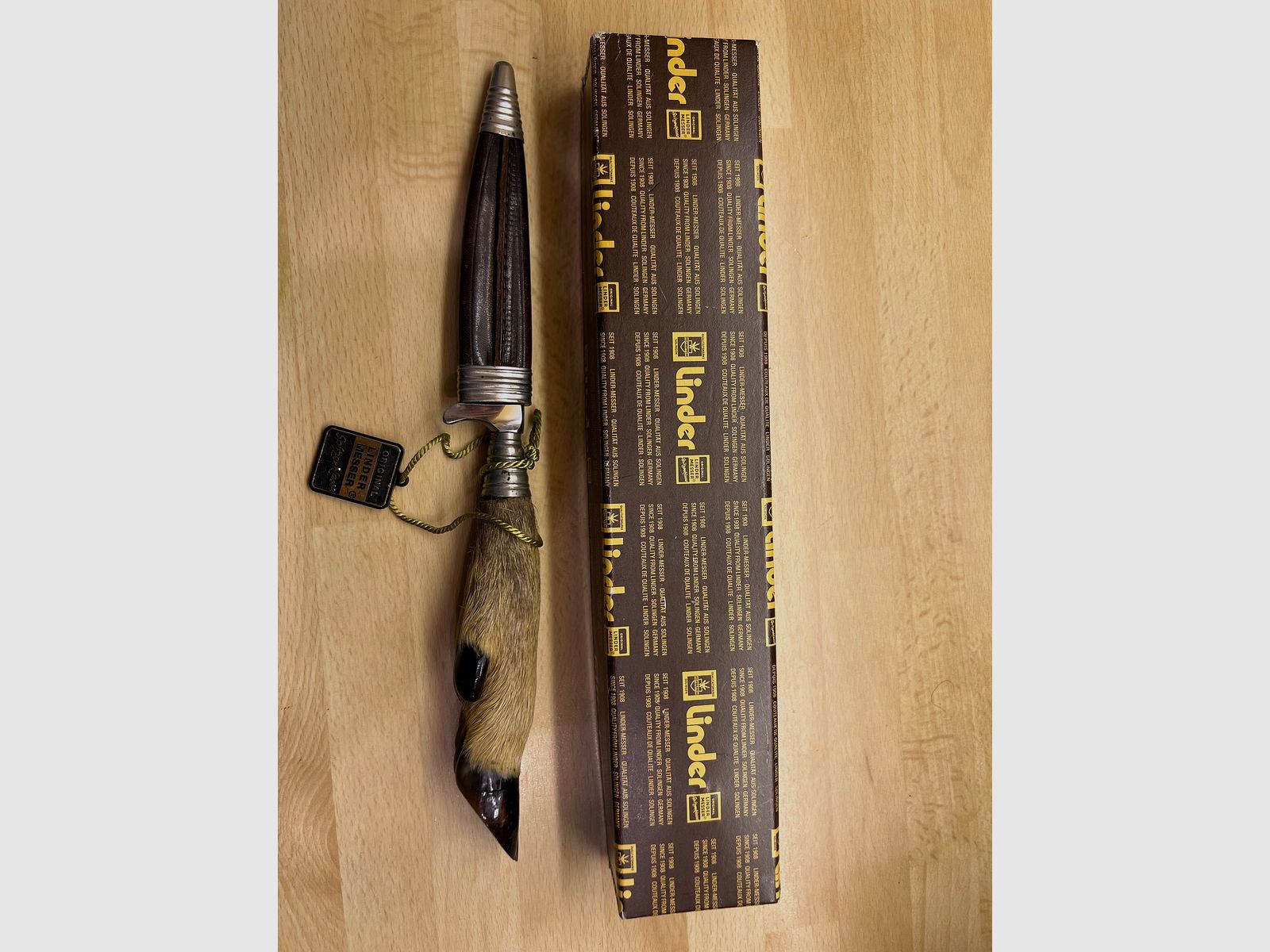 Originale Linder Jagdmesser, Qualitätsmarke Rehwappen, Solingen