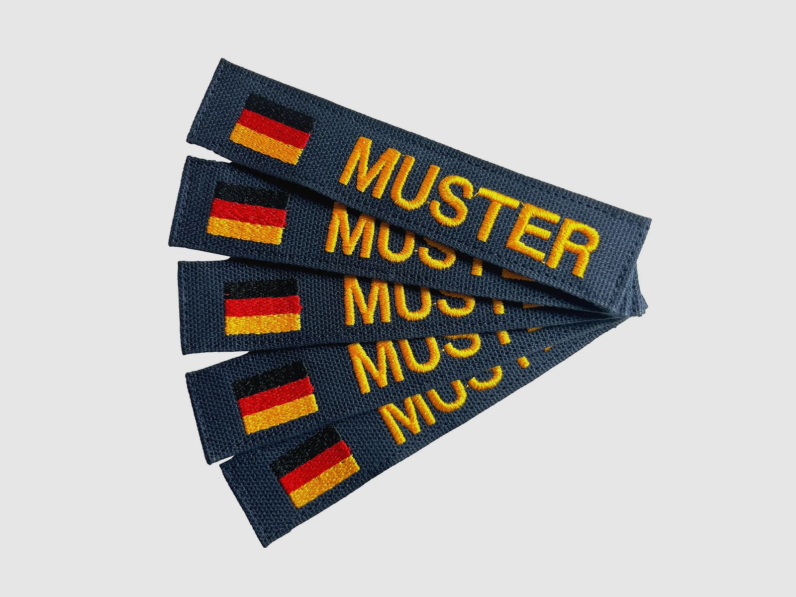ASMC Namensbänder 5er Set DE blau goldfarben