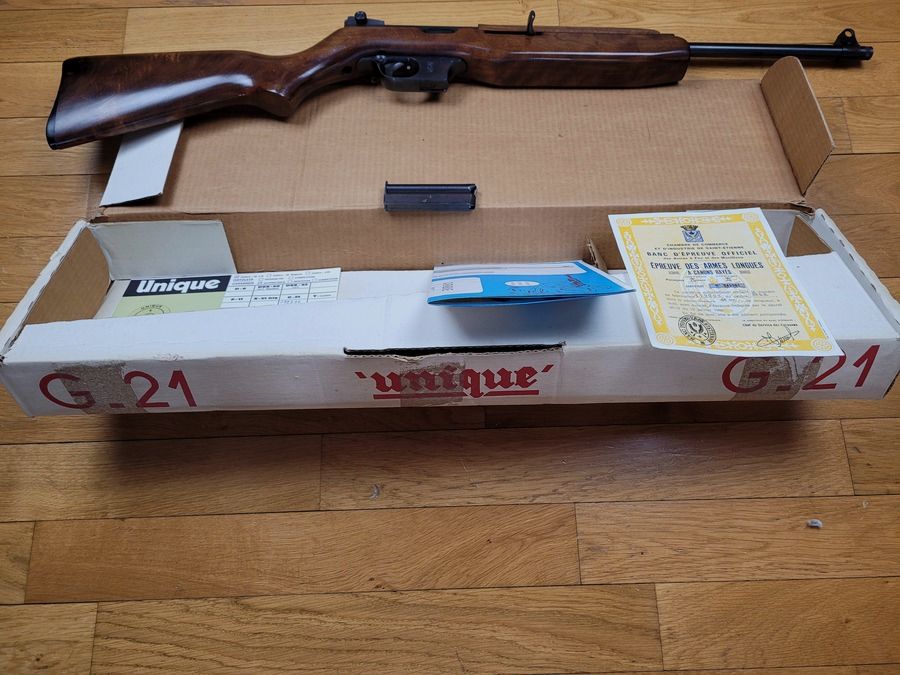 Bellissima carabina Unique Semi-auto G 21 – 10 colpi – in 22 LR + 2 caricatori – Scatola originale – Condizioni perfette, immagine 17 di 18