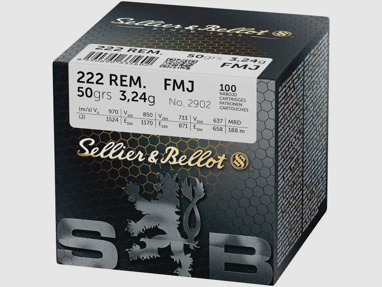 Sellier und Bellot .222 Rem. Vollmantel Munition 50 grs. 100 Stk.