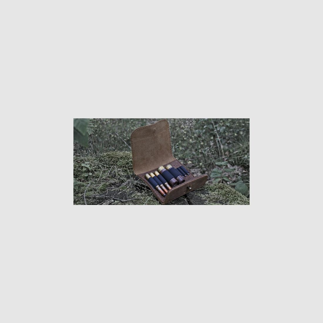 Forest owl rifle nubuck leather cartridge case