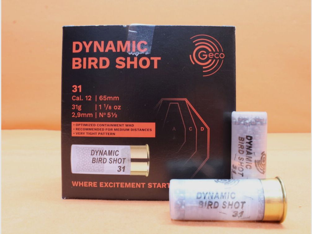 GECO Patrone 12/65 GECO 31g 2,9mm (2400234) VE 25 Patronen (Dynamic Bird Shot)