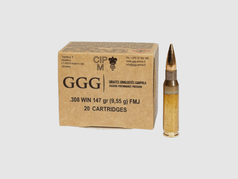 GGG .308 FMJ 147 gr. - 20 stuks.