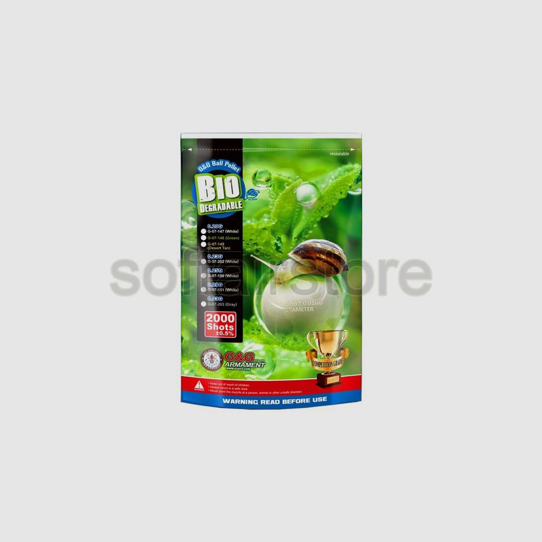 G&G Bio Precision Airsoft 0.33g (2.000 Stück) diameter 5,95mm - Grau