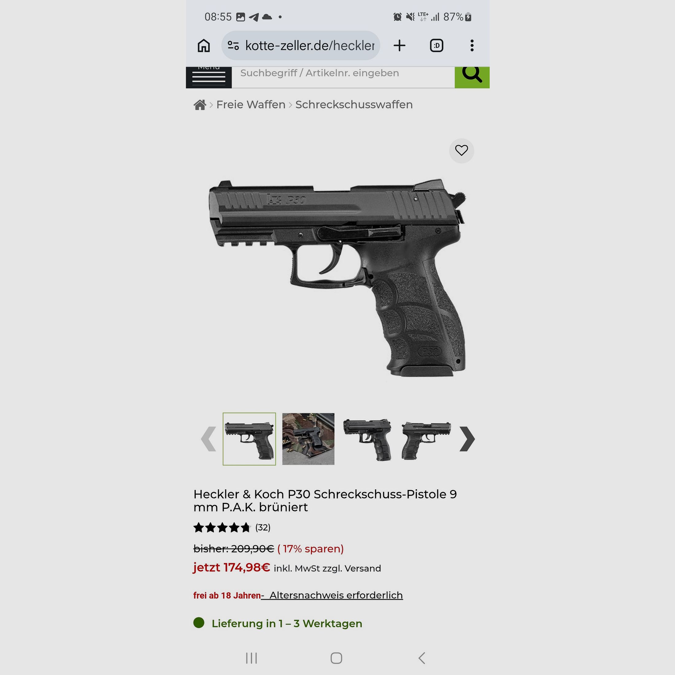 Heckler und Koch HK P30 / 9mm réplique de coup de feu de défense sous licence par Umarex
