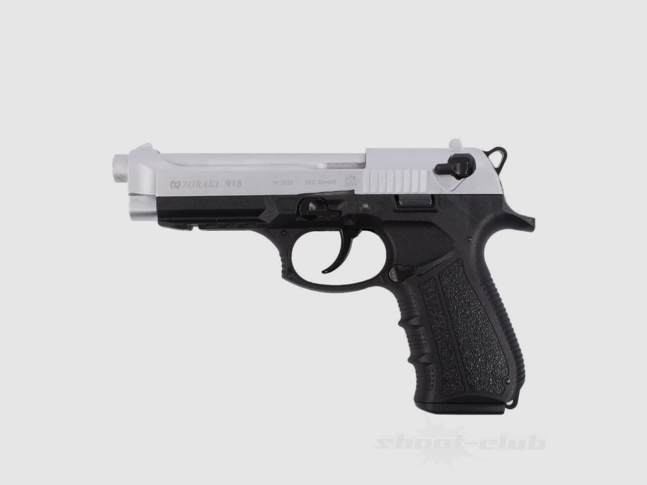 Zoraki 918-P Matt Chrom Schreckschusspistole 9 mm P.A.K. mit Platzpatronen