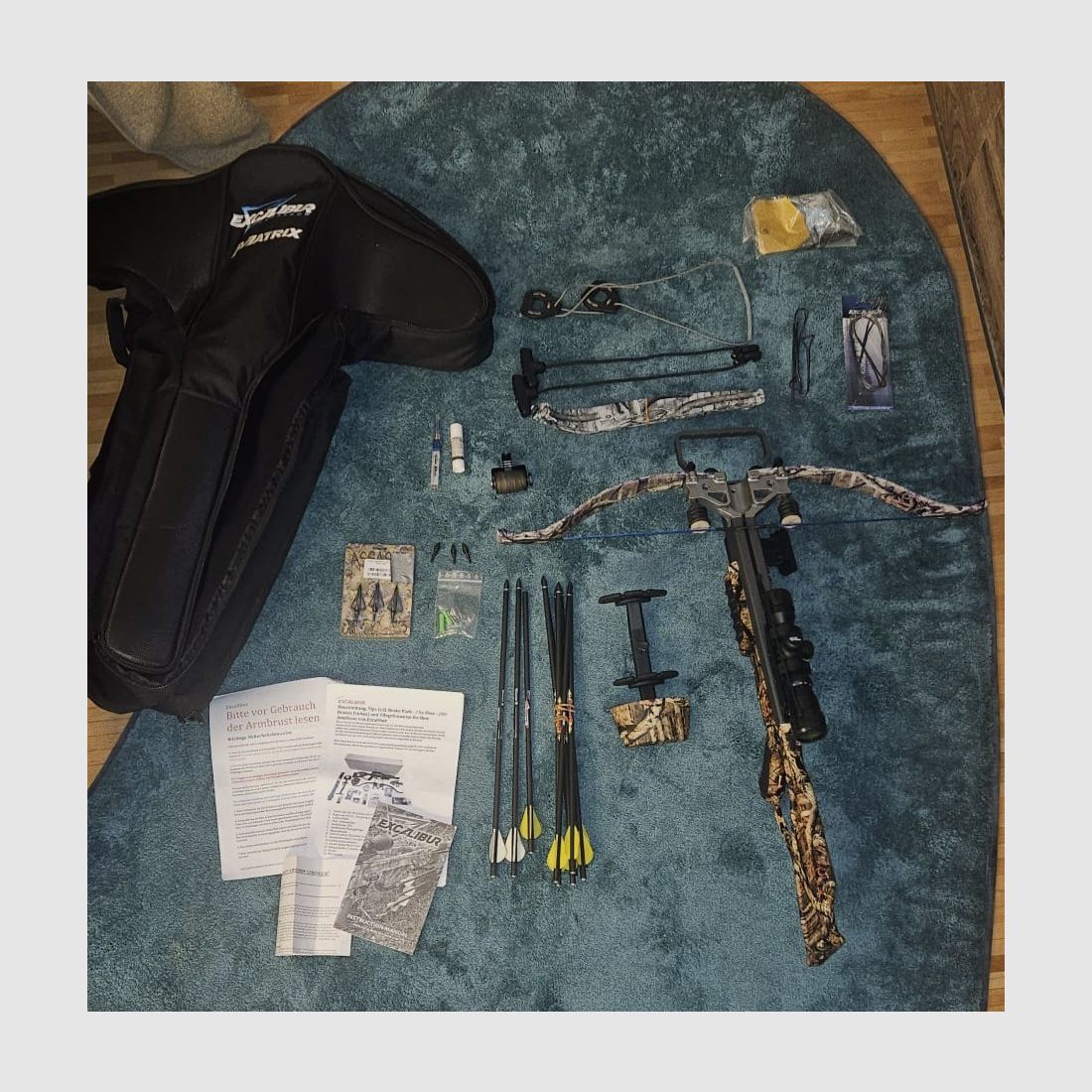 Excalibur Matrix 330 Armbrust + viel Zubehör (Ersatzwurfarme, Tasche, ZF) – sehr guter Zustand