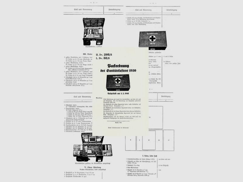 Nachdruck H.Dv. 208/5 Wehrmacht Dienstvorschrift Sanitätskasten 1930