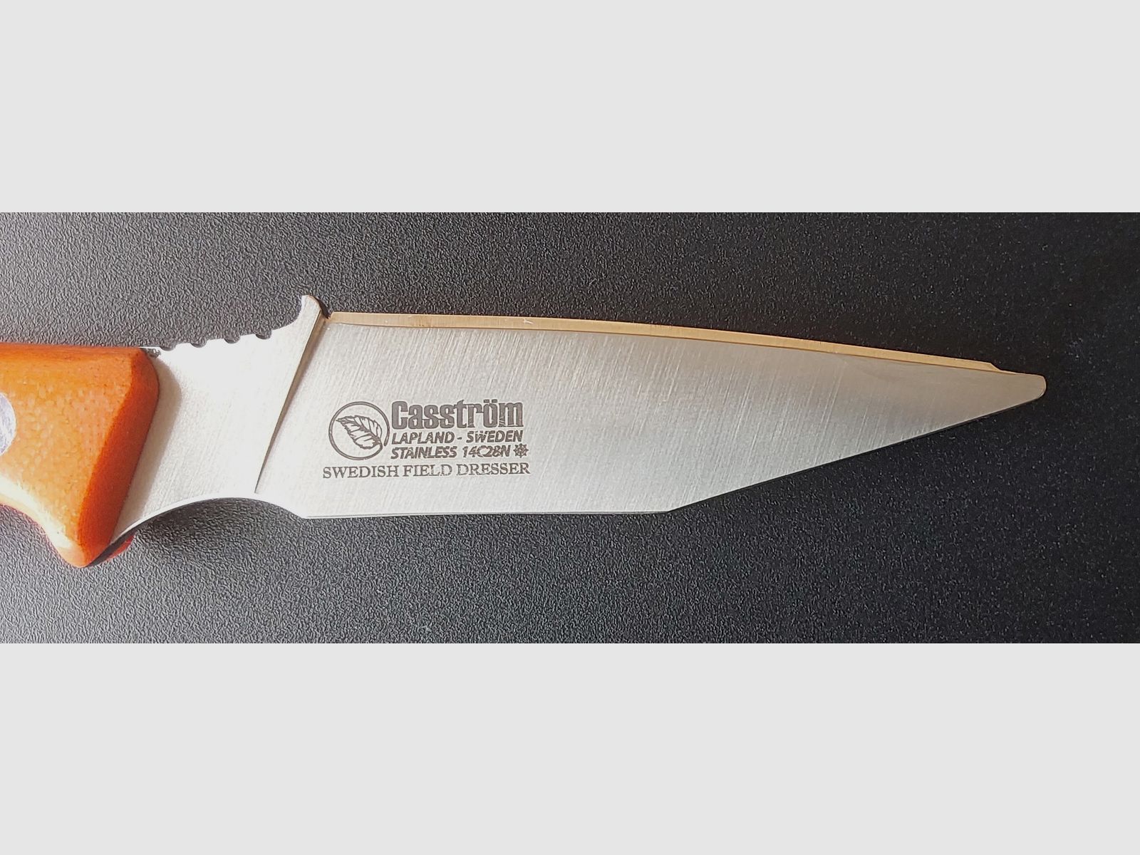 Casström Schwedisches Feldmesser, Orange G10, Jagdmesser, Aufbrechmesser, Skinner