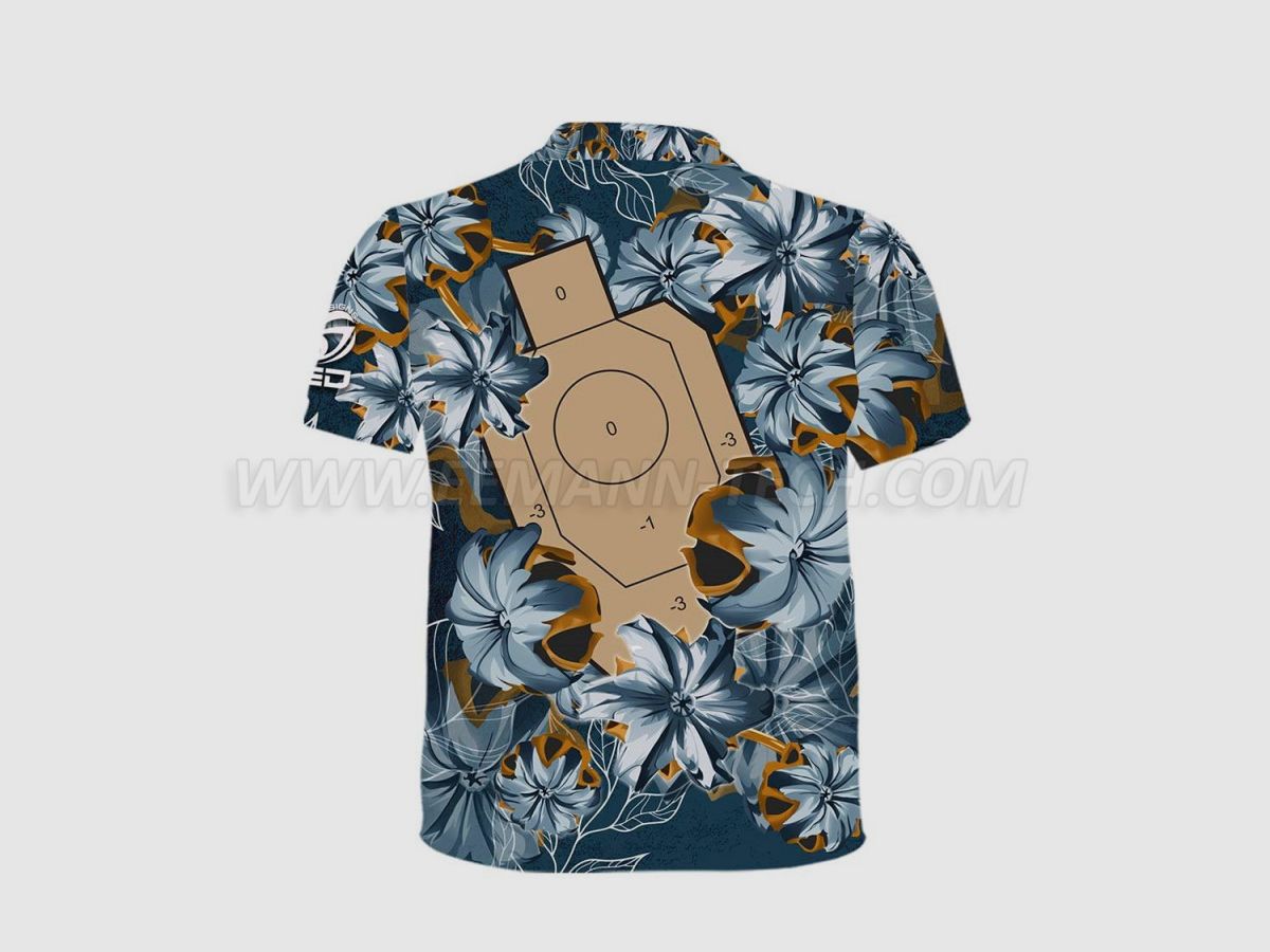 DED Blue Bullet Floral IDPA Ziel T-Shirt, Größe: 4XL, Benutzerdefinierter Name: Kein Name, Kleidungstyp: Damen, Bild 2 von 3