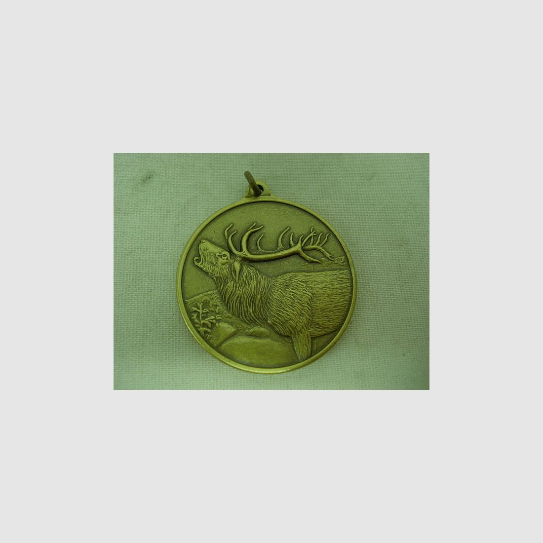 Jagdmedaille Hirsch-bronze - 40 mm, Ring und Öse