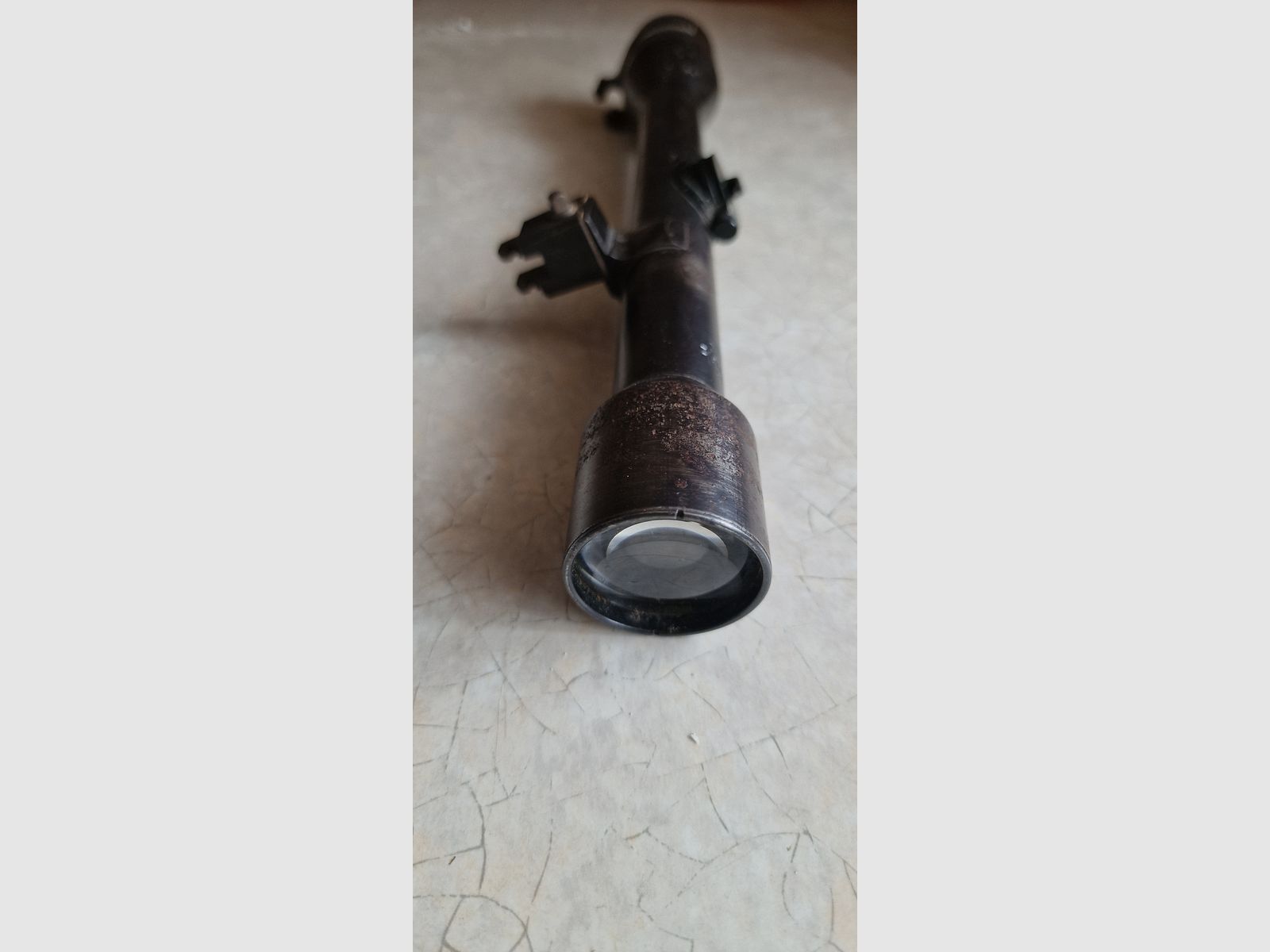 Historische scope Carl Zeiss Jena „Zielsechs“ (6x) – stalen barrel – WO2 / naoorlogs, afbeelding 3 van 10
