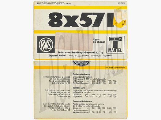 RWS Soft Point 12,7g (Cartuccia con Proiettile)