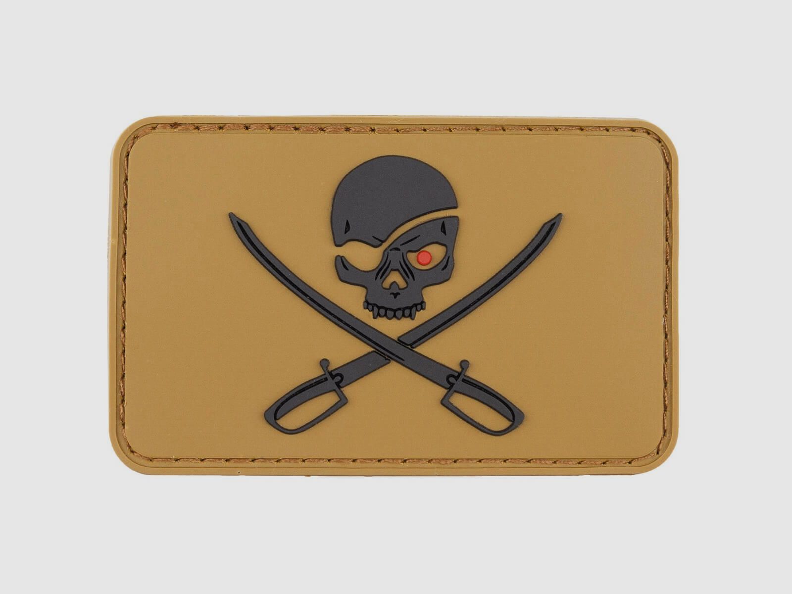 MFH 3D Velcro patch "Skull with Swords", coyote tan
