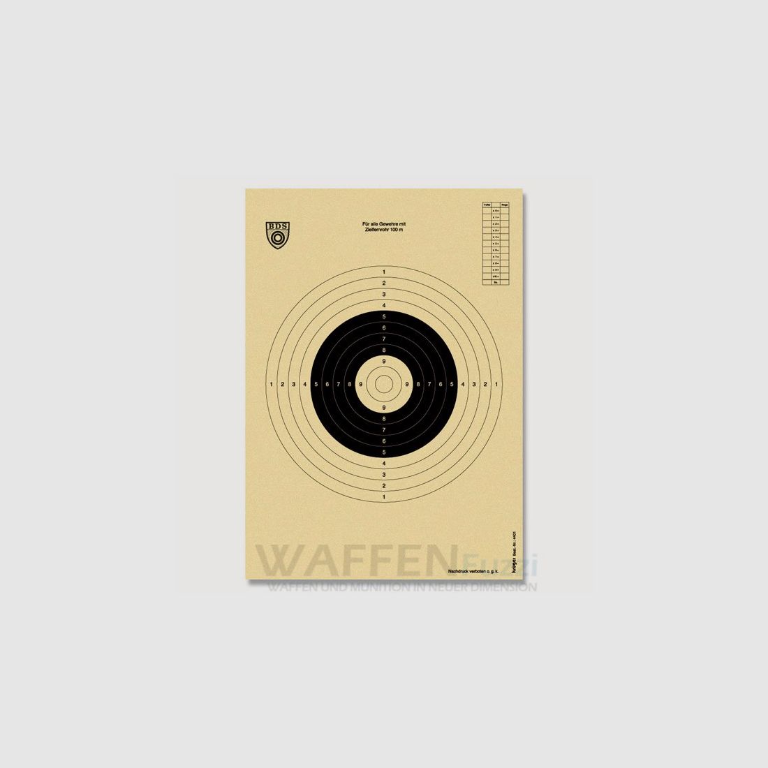 BDS Z4 Scheibe gemäß BDS Sporthandbuch 100 Meter 50 St.