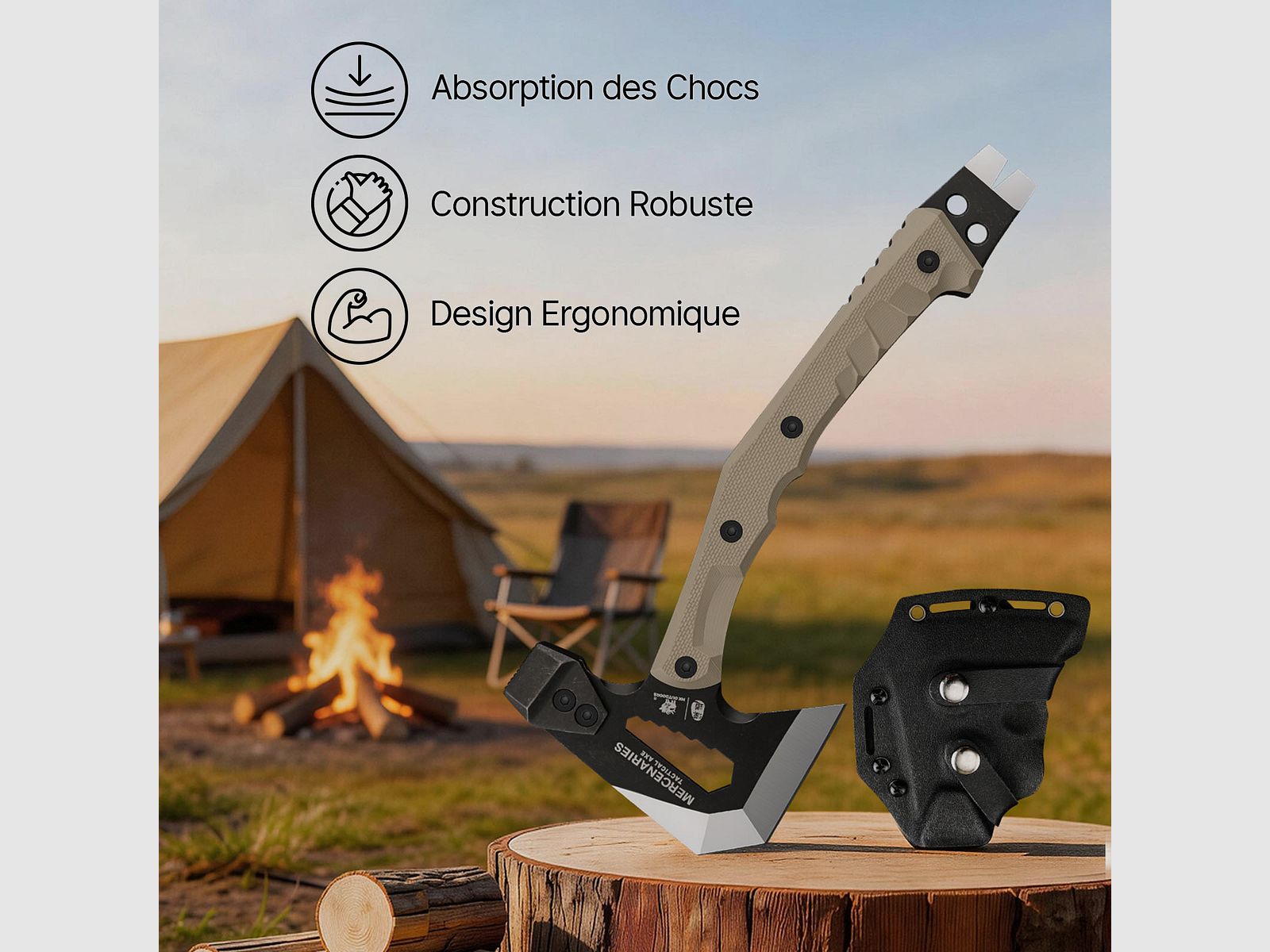 OLIGHT FT-02 | Multifunctionele overlevingsbijl voor kamperen in de buitenlucht met beschermhoes, afbeelding 2 van 8