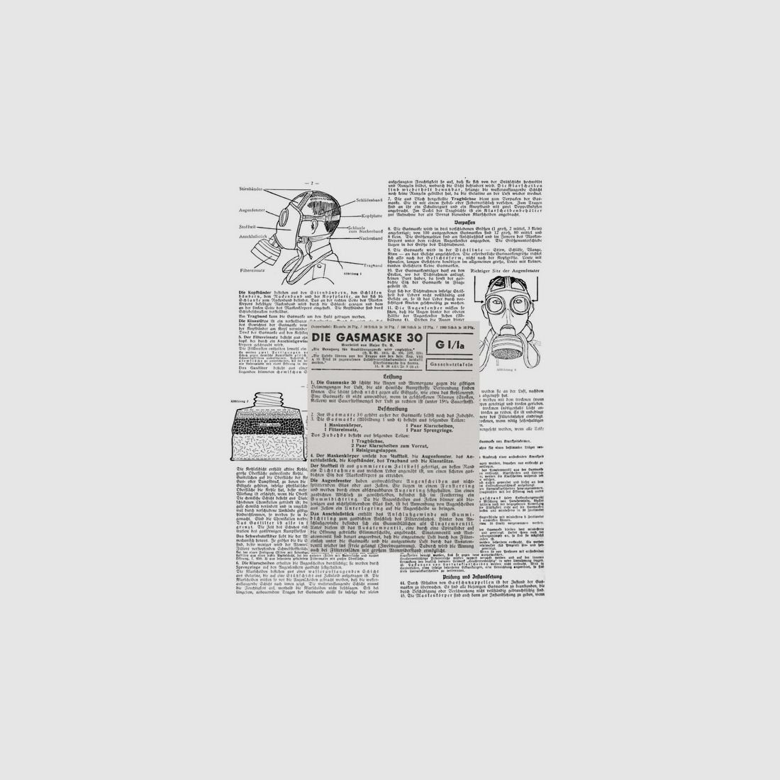 Nachdruck Wehracht-Taschenkarte Gasmaske 30