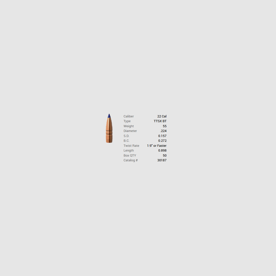 Barnes Geschoss .22/.224 55GR Tipped TSX BT 50 Stück, Bild 1 von 9