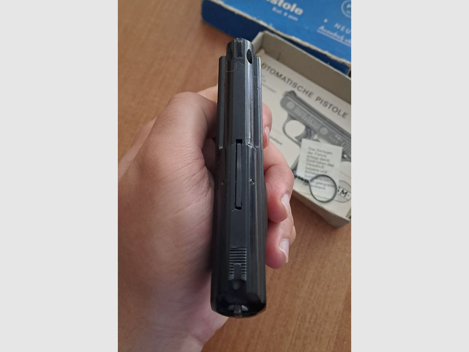 Seltene Rhöner SM 110A Kal. 8 mm Knall im PTB 45-69 von 1971! Mit OVP!