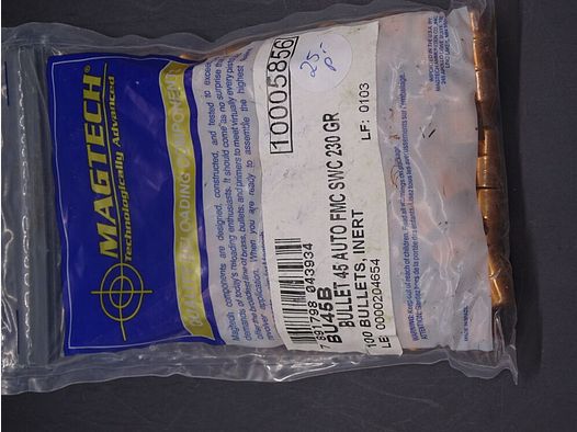 Magtech CBC 100 Geschosse .45 Auto FMJ SWC 230gr 6x am Lager FMJ SWC Geschosse