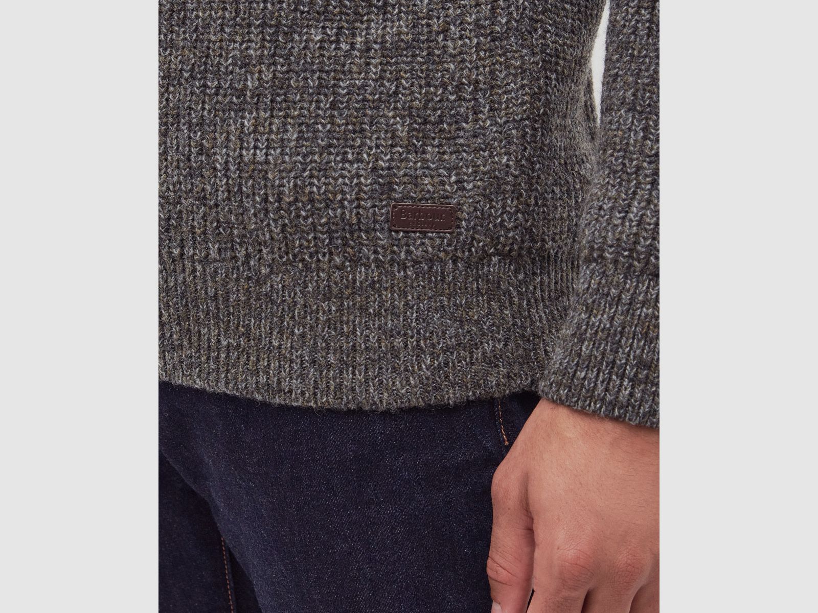 BARBOUR Pulower Horseford Okrągły Dekolt Oliwkowy