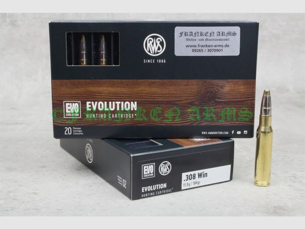 RWS Evolution .308 Win. 184gr. 11,9g 20 pezzi prezzo per quantità