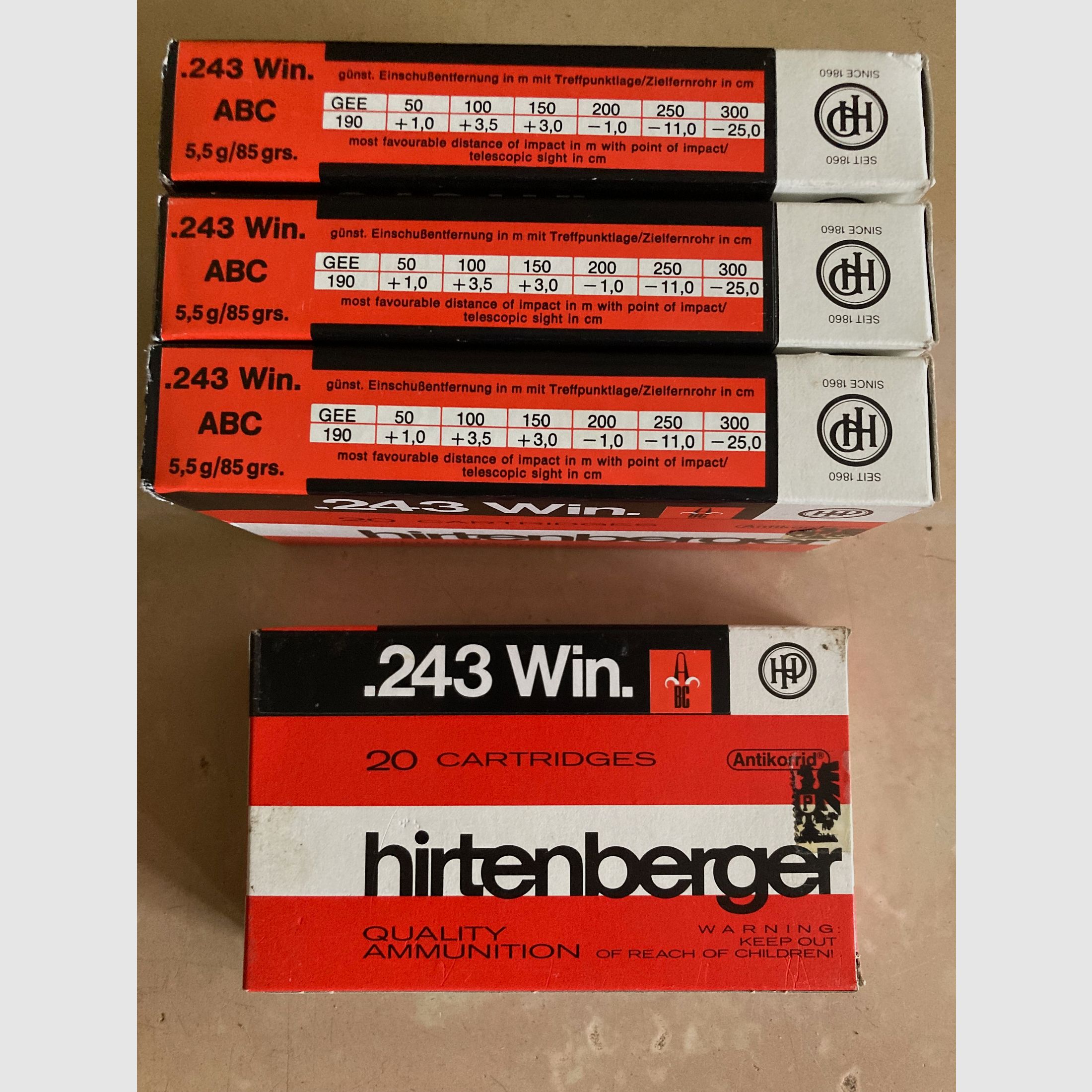 Hirtenberger ABC .243 Win 85grs 5,5 Gramm 