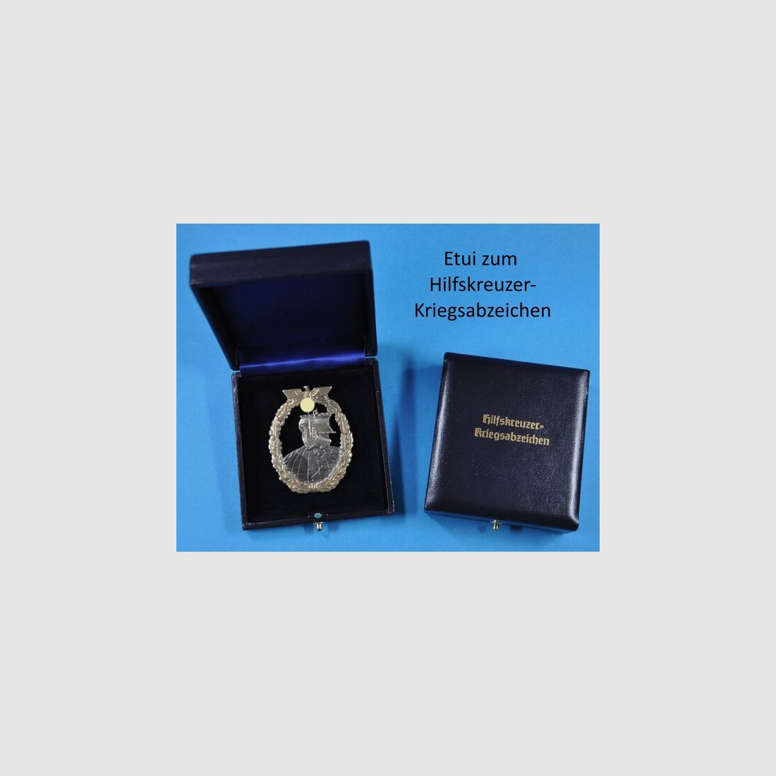 Etui zum Hilfskreuzer-Kriegsabzeichen mit waagerechter Nadel Repro !!!