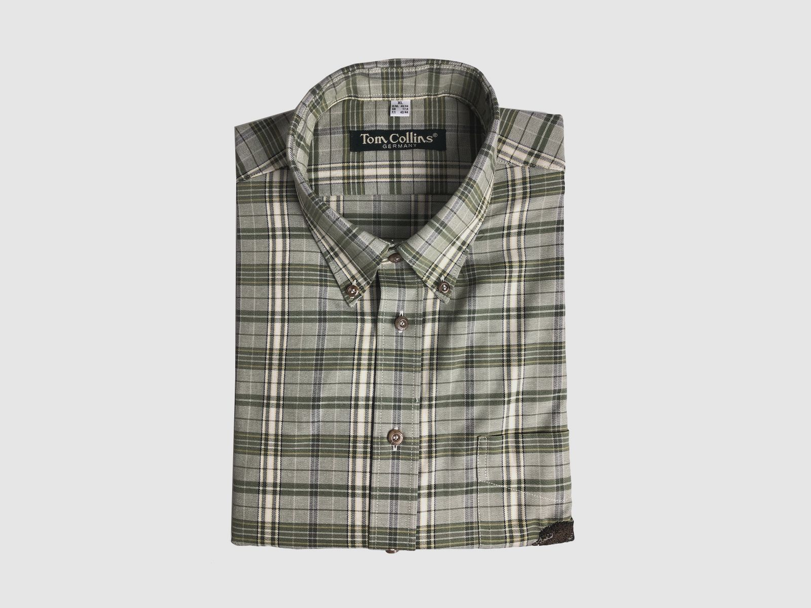 TOM COLLINS Herren Hemd Langarm Khaki/Schlamm