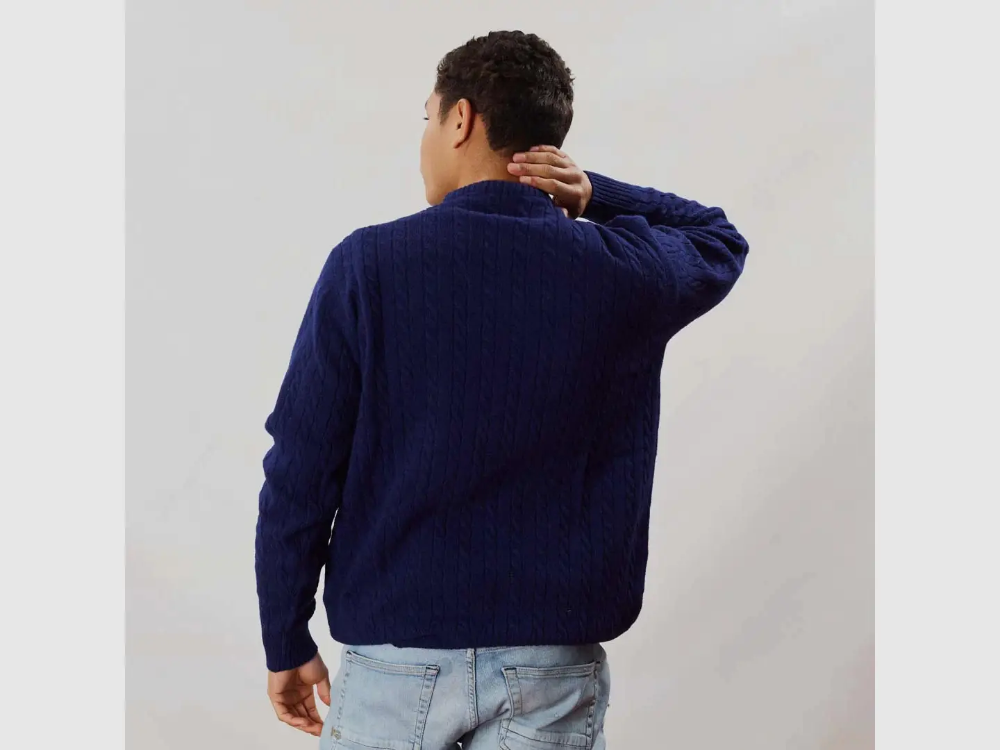 Osborne Knitwear, pull torsadé pour homme en laine d’agneau, regatta, image 5 sur 5